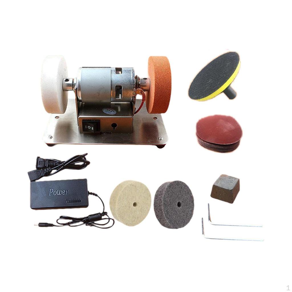 Mini Bench Grinder Grinding Tool 7 Speed Adjustable Crafting Polisher Benchtop Sander for Home