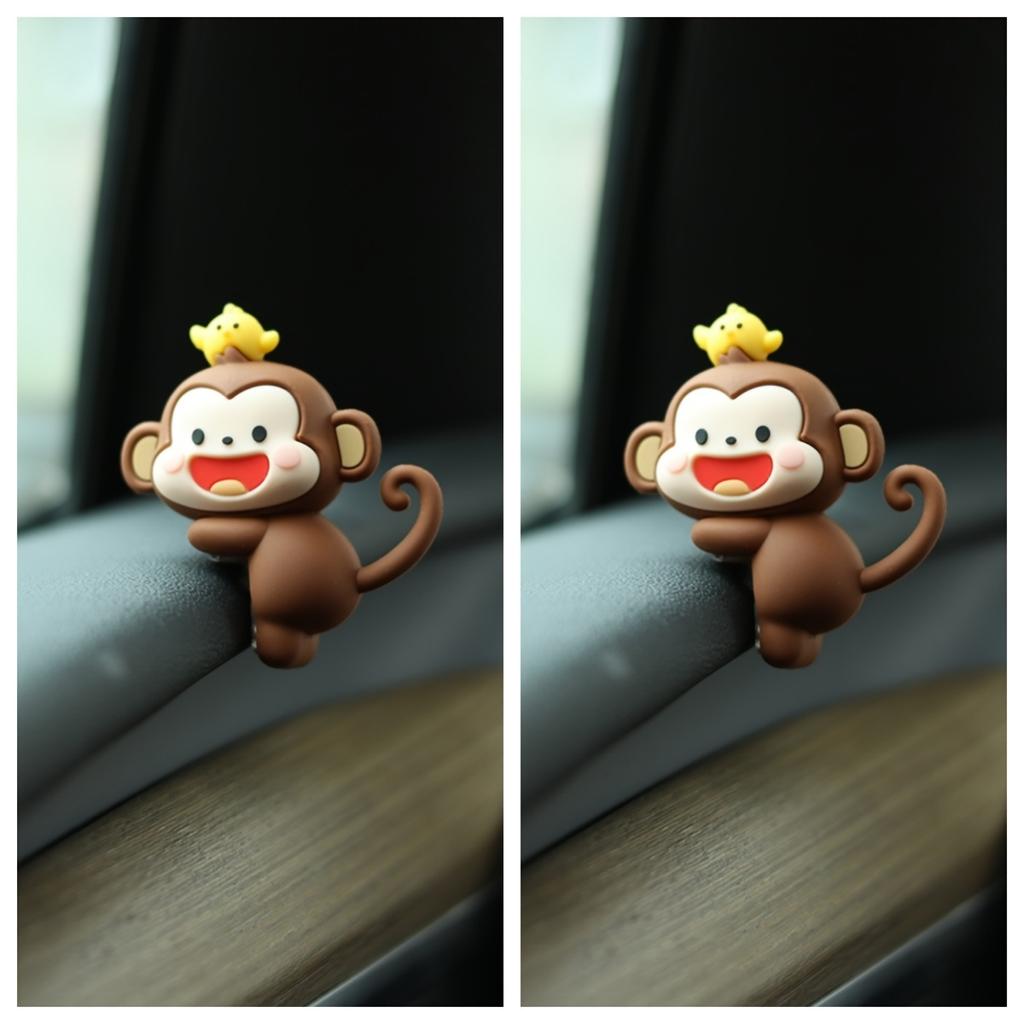 Adorable Mini Monkey Car Ornament - TPU, Fits Rearview Mirror & Dashboard Decor