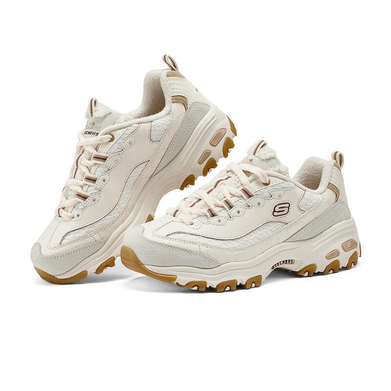Skechers DLites 1.0 Módní Všestranné Odolné Zvýšená výška Nízké Tenisky typu "Dad Shoes" Dámské tenisky Off-White Hnědá 150244-OWBR