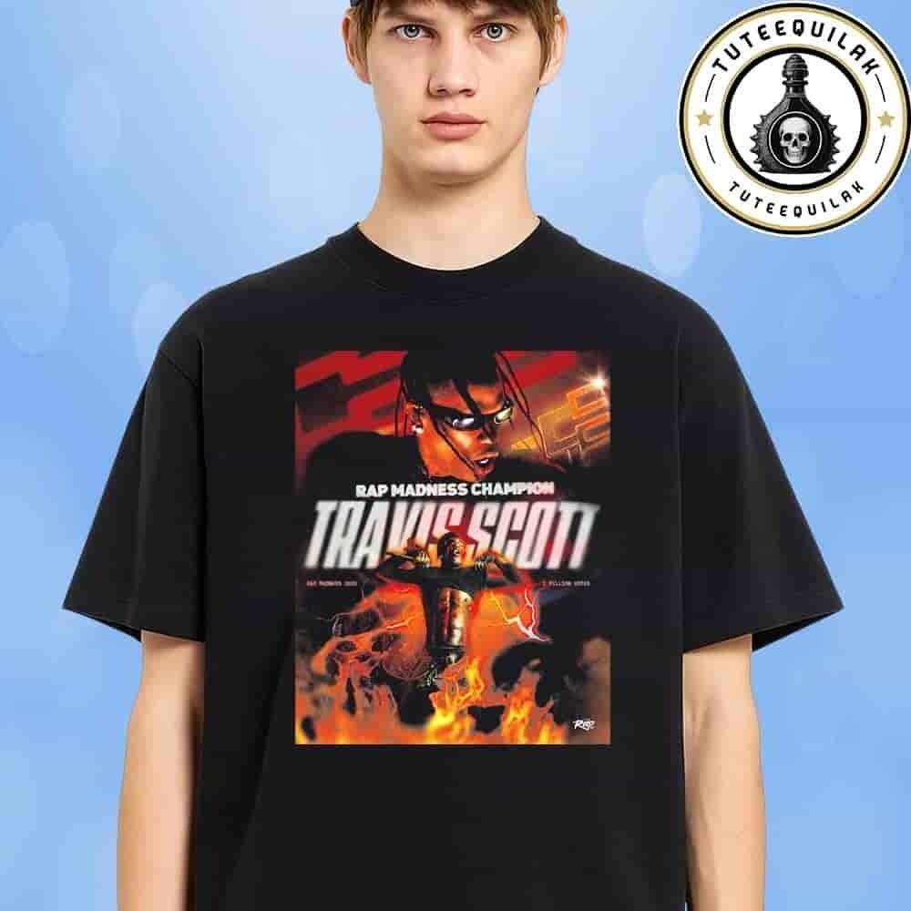 Трэвис Скотт Back To Back Чемпион Турнира Rap Madness 2025 Унисекс Футболка Унисекс Футболка XL