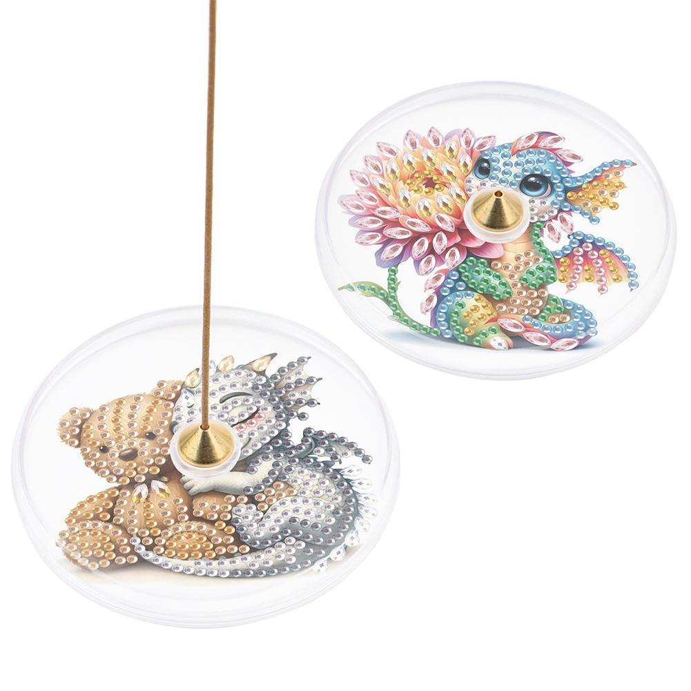 2Pcs Acrylic Special Shaped Exquisite Pattern Diamond Painting Incense Holder Diamond Painting Aroma Stand for Yoga Meditation