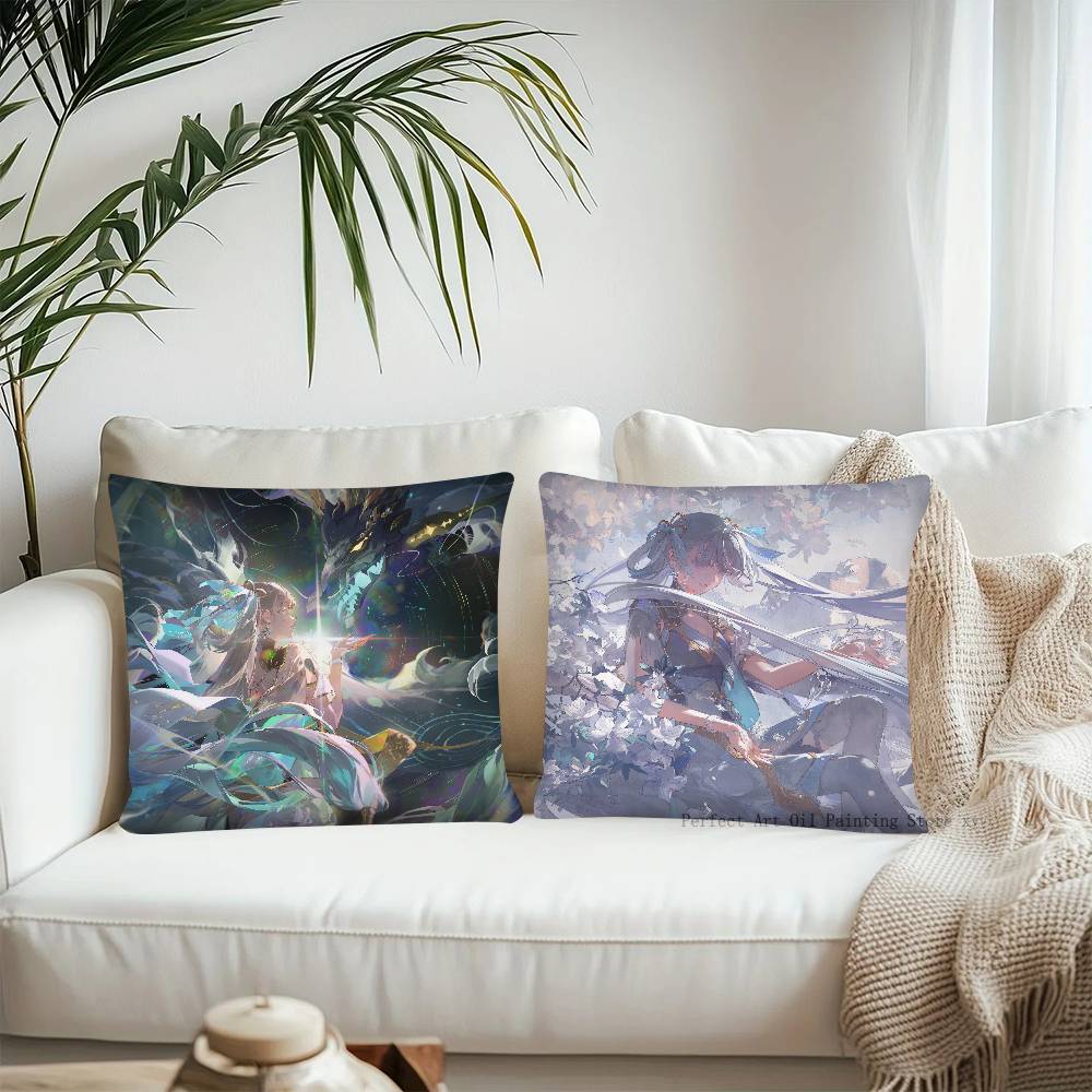 Hot Game Wuthering Waves Jinhsi Pillow Case Fashion Square Pillowcase Bedroom Sofa Room Ins Decoration Leisure