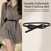 Women's Thin Waist Belt Synthetic Leather Knot Decoration Adjustable Buckle For Casual Office Party