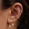 24K Gold Plated Zirconia Stud Earrings - Elegant Copper Design
