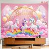 2D Flat, [2D Plane Printing] 1 Large Size/small Size Pattern Printed Tapestry- Unicorns, Rainbow, Balloons, Birthday, Clouds, Room Wall Decoration, No