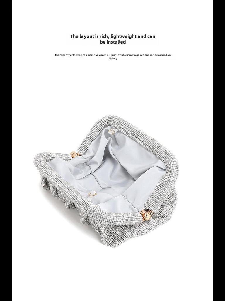 Borsa da sera da donna alla moda 2025: Spalla a catena, Design a nuvola con clip in acrilico con diamanti pieni