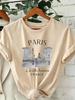 Unisex T-Shirt mit Paris-Print, Rundhalsausschnitt, lässige lockere Passform, kurzärmliges Oberteil mit Eiffelturm und französischem Schriftzug