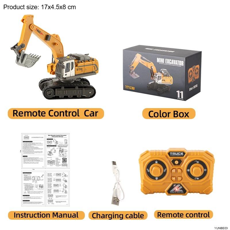 1:64 Mini Remote Control Alloy Excavator Truck Forklift with Trailer Worktop Bluetooth 2.4GHz RC Car Child's Toy Holiday Gifts