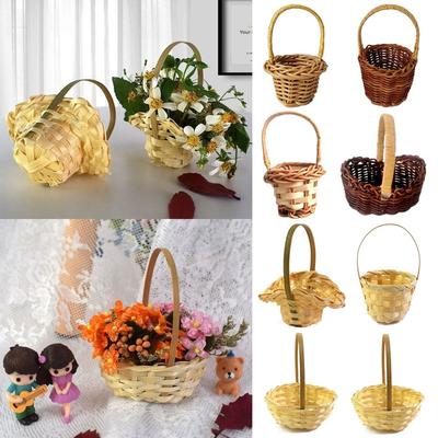 Mini Braid Flower Baskets Accessories with Handle Flower Arrangement Basket Packaging Wedding Ornaments Weaving Basket Bedroom