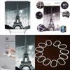 Eiffel Tower Themed Polyester Shower Curtain With Urban Night Scene For Home Improvement