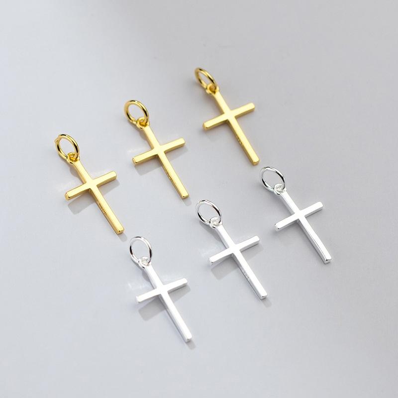New Fashion Jewelry 925 Sterling Silver Fashion Cross Pendants & Charms for Necklace Jewelry Making