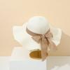 55-60cm Wide Brim Straw Beach Hat Fashion UV Protection Foldable Travel Sun Visor Cap with Bow Ribbons Portable Sun Protection