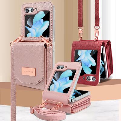 Crossbody Wallet PU Leather Phone Case for Samsung Galaxy Z Flip 5 4 3 Flip5 Flip4 Flip3 5G Purse Organ Cards Slot Holder Cover