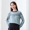 Betu Women's Winter Color Block Jacquard Round Neck Sweater