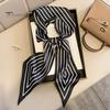 Lady Hair Band Women Neck Scarf Striped Contrast Color Satin Triangle Edge Wide Decoration OL Style Commute Clothes Accessory