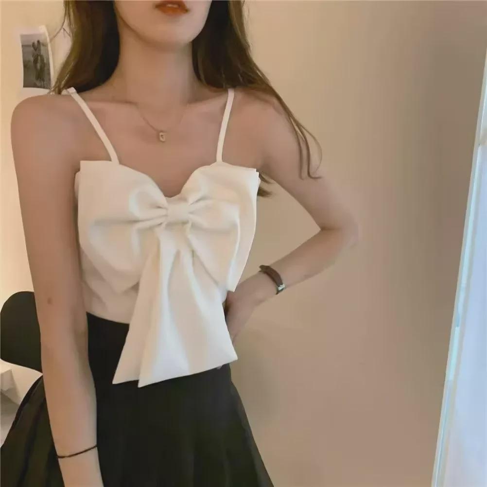Trendy Women's Solid Color Vest with Suspenders - Casual Japanese Summer Fashion