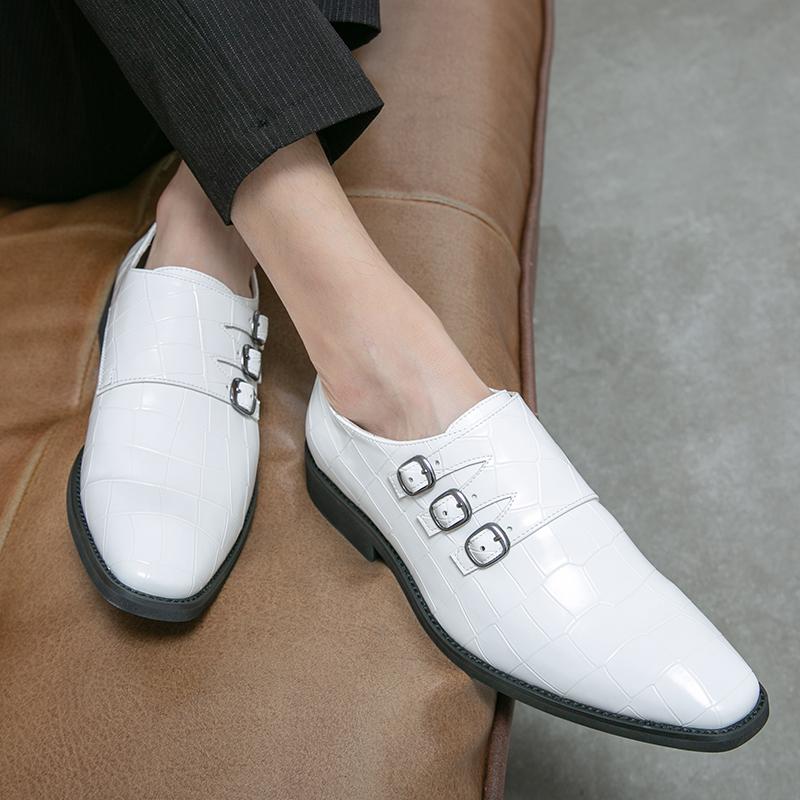 Fashion 2024 New White Monk Shoes Leather Loafers Men Dress Shoes Slip On Breathable Driving Shoes Multi Color Penny Moccasins Shoes Men