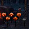 5 Pack Halloween Pumpkin Pathway Stake Lights Halloween Decoration Outdoor Solar Lights Waterproof for Garden Yard Pathway Decor
