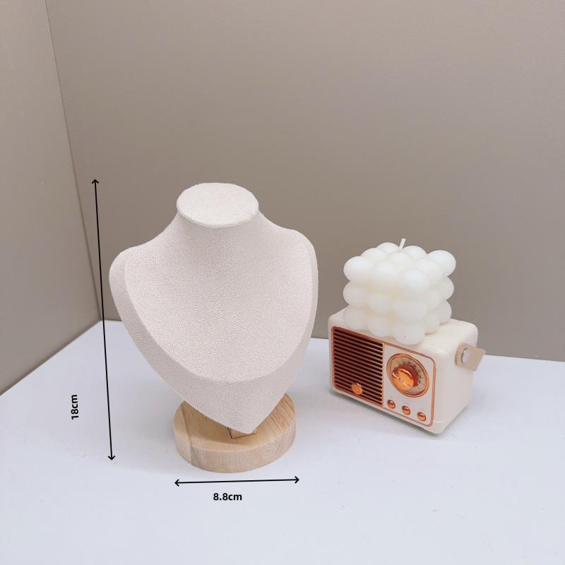 Solid Wood Necklace & Jewelry Display Stand with Portrait Model for Accessories, Rings, and Bracelets
