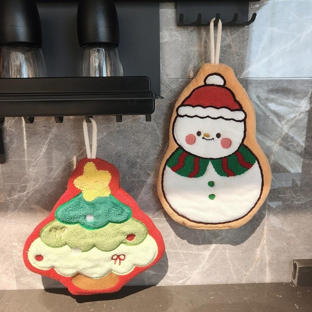 Coral Fleece Children's Small Towels Absorbent Christmas Tree Towel Cleaning Cloth  Christmas Gift