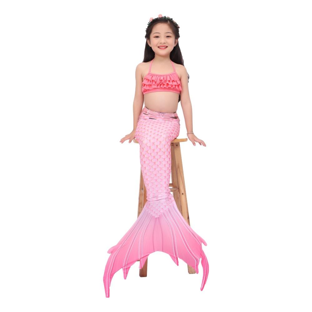 Costume da bagno da sirena per bambini, top a fascia da sirena, coda di pesce, vestito da principessa per bambine
