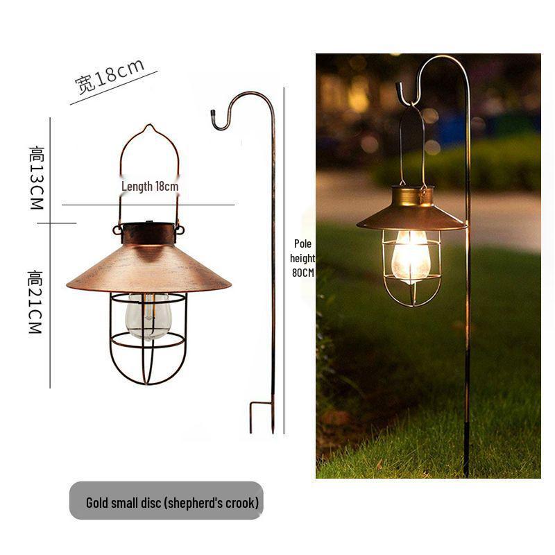 Retro Solar Hanging Lantern: Outdoor Garden, Balcony, & Courtyard Decor - Wrought Iron Atmosphere Night Light