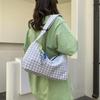 Checkered single shoulder bag, large capacity travel cross-body bag, light and casual underarm bag