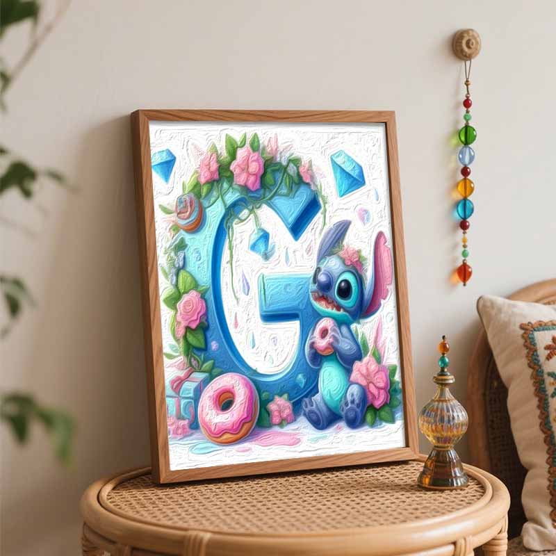 Disney Stitch Floral Donut Oil Paint Digital Painting Art Kit Handmade DIY Painting Kit Home Decor