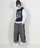Deumakeu Contrast Color Block Wide Fit One-Pleat String Jogger Pants Black & Charcoal