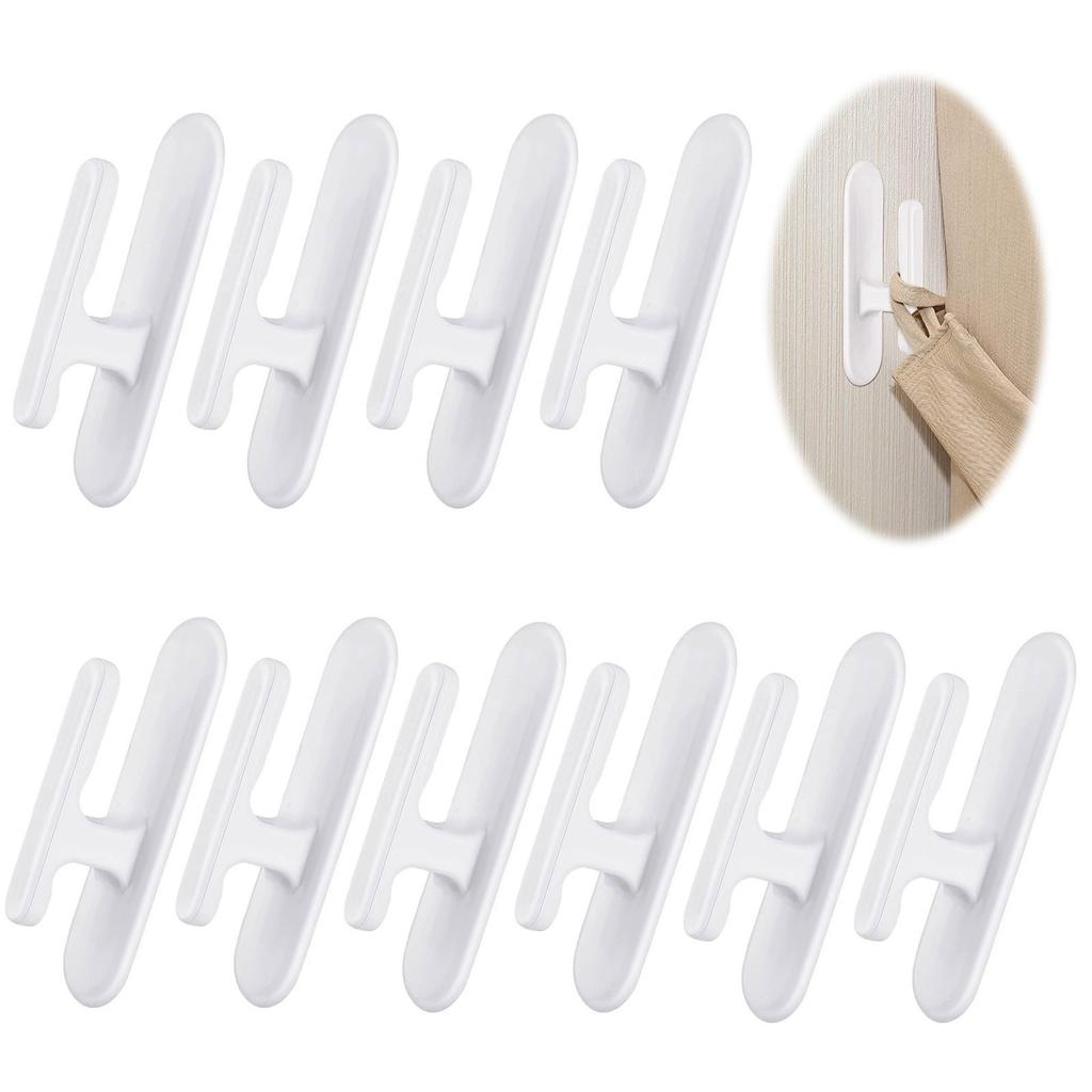 Easy-to-Install Wall-Mounted Curtain Cord Holder Kits Self-Adhesive Hooks for Efficient Curtain String Organization
