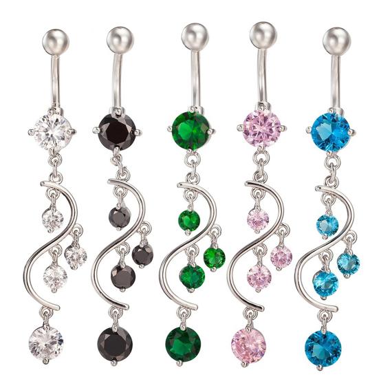 Sexy Shiny Cubic Zirconia Dangle Bikini Jewelry Belly Button Navel Barbell Ring