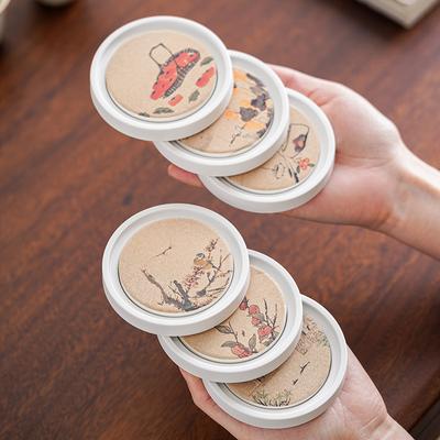 Chinese Bakelite Teacup Mat Heat Resistant Cup Coaster White Round Tea Table Anti Slip Mat Household Kung Fu Accessories New
