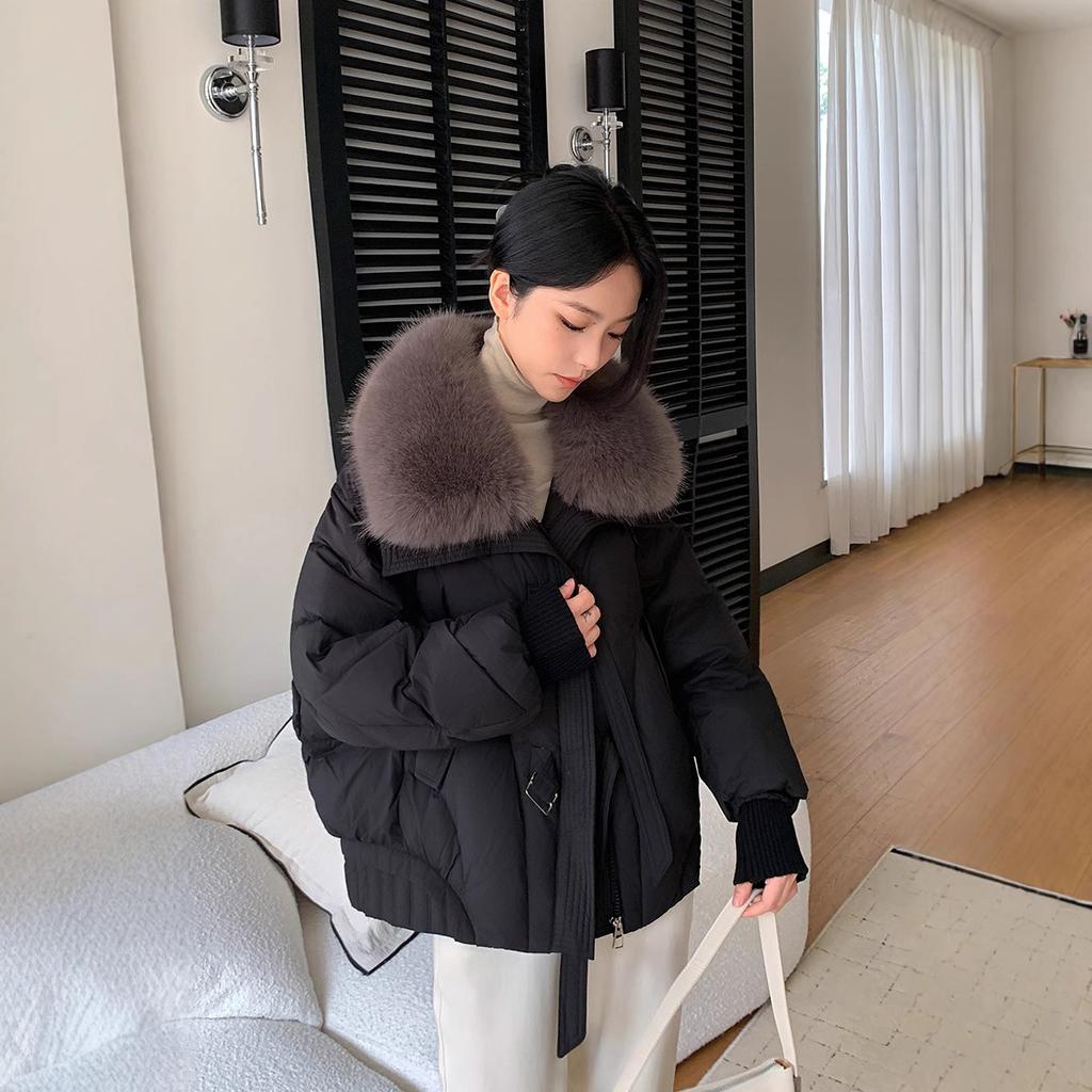 Large Fur Collar Cotton-padded Jacket for Women's Short Models, New Autumn and Winter Small Cotton-padded Jacket, Thickened Cotton-padded Jacket.