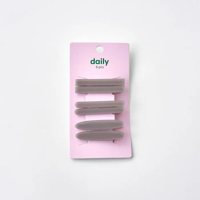 Colorful Claw Hair Clip Set Gray 6p