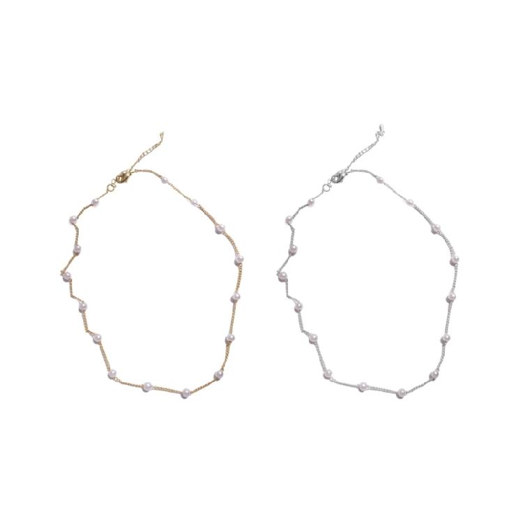 Floating Pearls Necklace Adjustable Chain Necklace Pearls Jewelry Handmade Neck Jewelry Everyday Wear Necklace for Daily