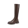 Korean version of thick-soled large-size fashion boots, women's round head, medium heel women's boots, autumn and winter leather high boots, new s