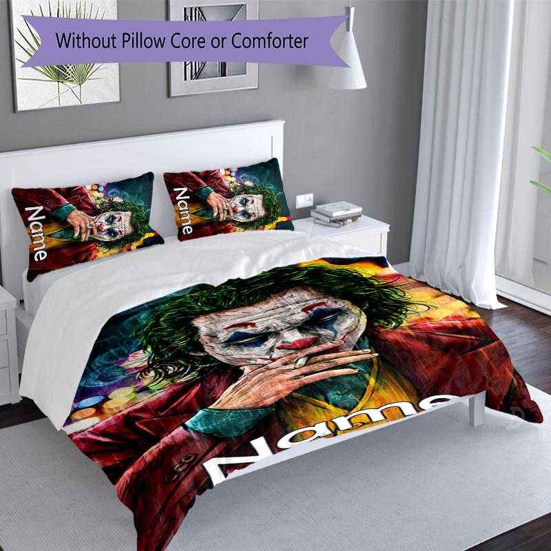 3pcs Custom Name Joker Set,Includes 1 Duvet Cover and 2 Pillowcases,All-season Bedroom Decor