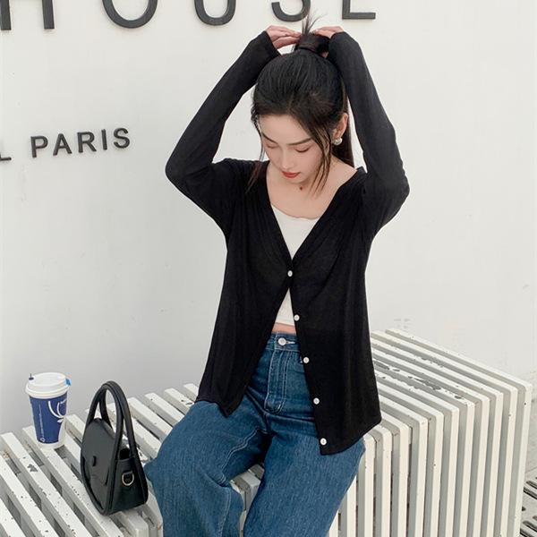 

Вязаный кардиган для женщин на весну и лето Новая одежда с длинным рукавом для защиты от солнца Tiansi Прохладный Удобный Вязаный свитер Быстросохнущий топ M