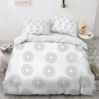 Geometrische Bettwäschegarnitur Einfaches Kreisgittermuster Deckenbezug Mikrofaser Geometrische Form Bettwäscheset für Jungen Erwachsene Geschenk