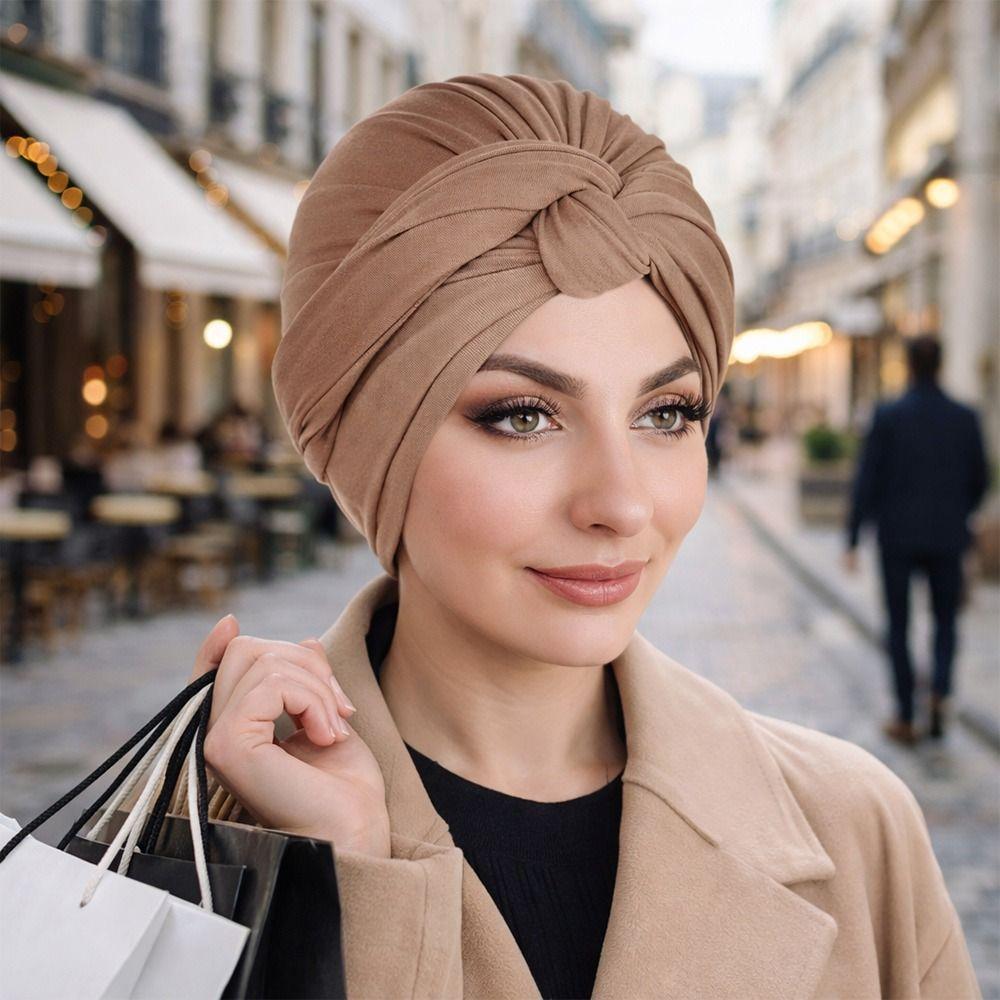 Wrap Style Twist Knot Turban Hat Elastic Islamic Headband Fashion Hijab Caps Hair Loss