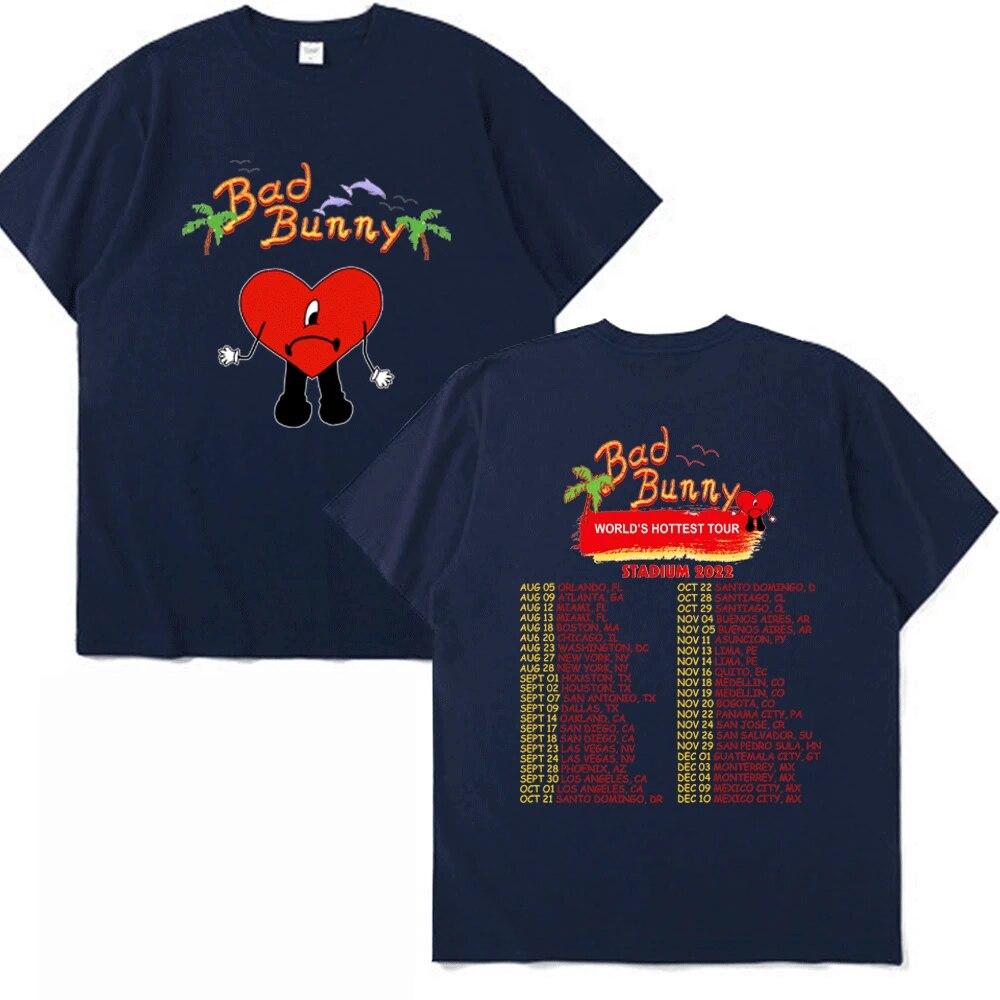 

Футболка с принтом Bad Bunny, новый альбом Un Verano Sin Ti, унисекс, женская футболка Bad Bunny Worlds Hottest Tour 2022, черная трендовая футболка 2XL