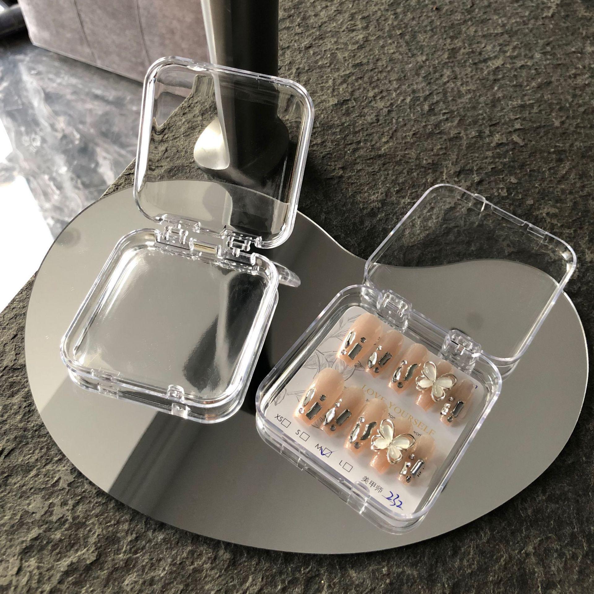 10-Piece Handmade Wearable Acrylic Nails with Rounded Corner Flip-Top Transparent Storage Box