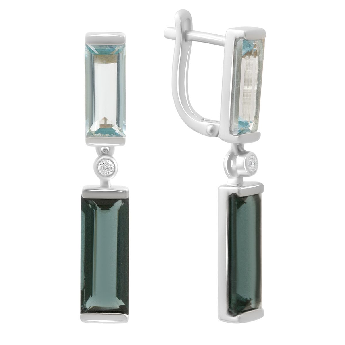 

Серебряные серьги с натуральным топазом Лондон Блю 9.524ct, топазом, фианитами (2194514) синій