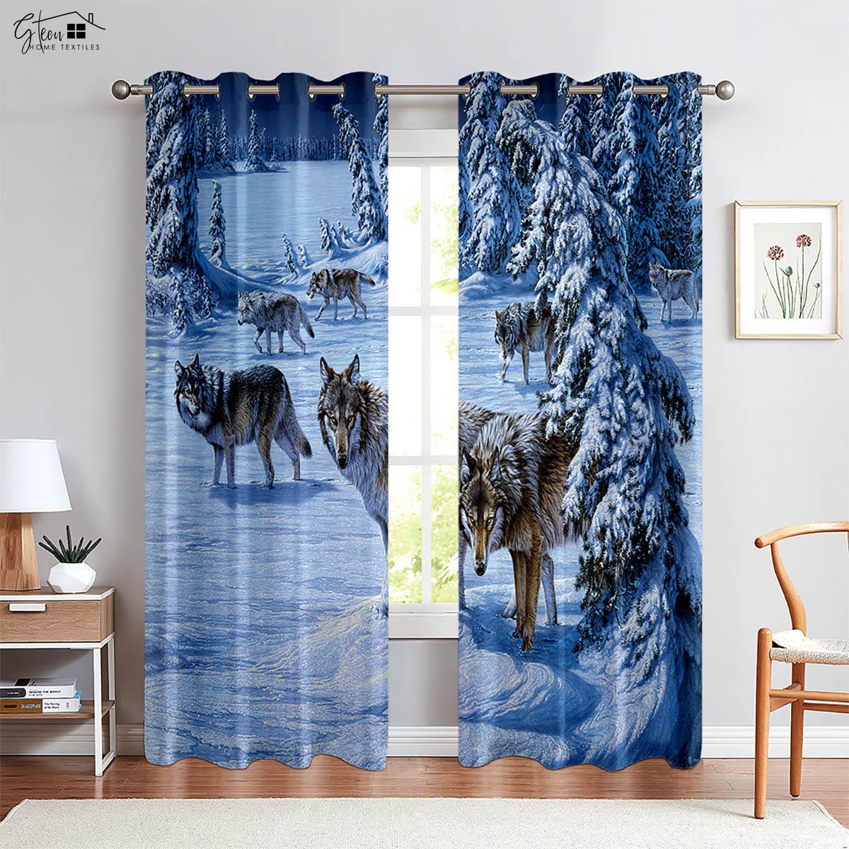 

Животное Волк 3D Печатные Шторы Подходят Для Спальни Гостиной Кабинета Декоративные Шторы Легко Стирать И Ухаживать 2 Штуки W50xH130(CM)x2PCS&Rod pocket
