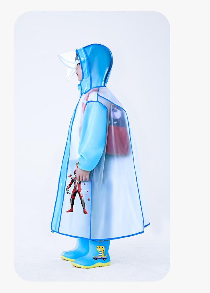 Children's Cartoon Raincoat with Backpack Slot - Large, Full-Body for Primary Students