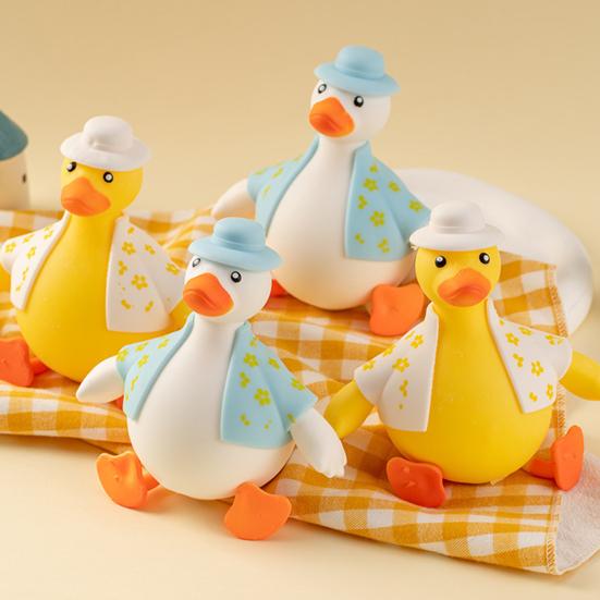 Slow-Rising Duck Squeeze Toy Soft TPR Stress Reliever with Interchangeable Outfits Portable Fidget Decompression Gadget for Kids Adults