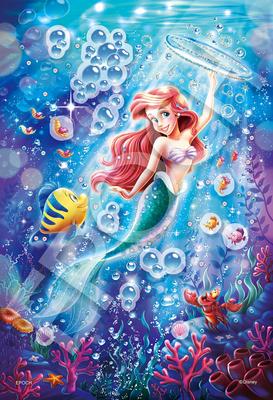 Epoch Puzzle Disney Ariel z i Elementami Dekoracyjnymi 300 Elementów - Błyszczące Morze- (26x38cm) 73-301 Klej, Szpatułka,