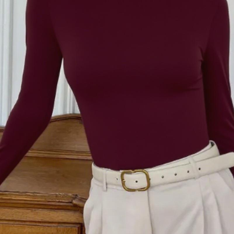 Top de Damă Wildberry Stil Fierbinte High-End Slim Fit Toamnă Stil Francez Elegant Tricou cu Mânecă Lungă Cămașă de Bază