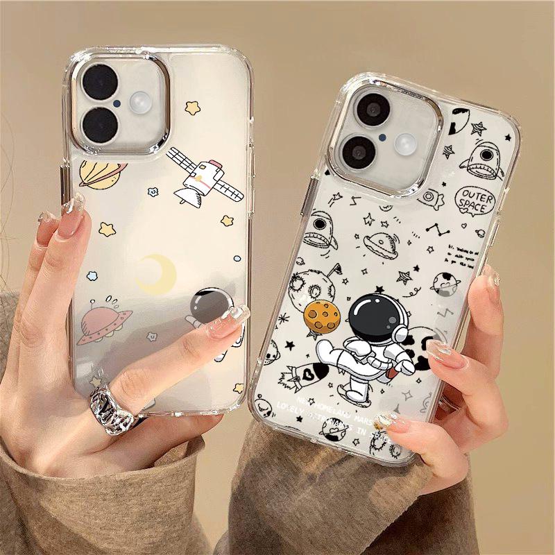 

Роскошный прозрачный чехол для iPhone 16, 15, 14, Pro Max, 16 Plus, 13, 12, Pro, 11, противоударный чехол с рисунком астронавта iPhone 16