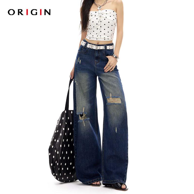 ORIGIN Women s Ripped Wide-Leg High-Waist Jeans 2XL